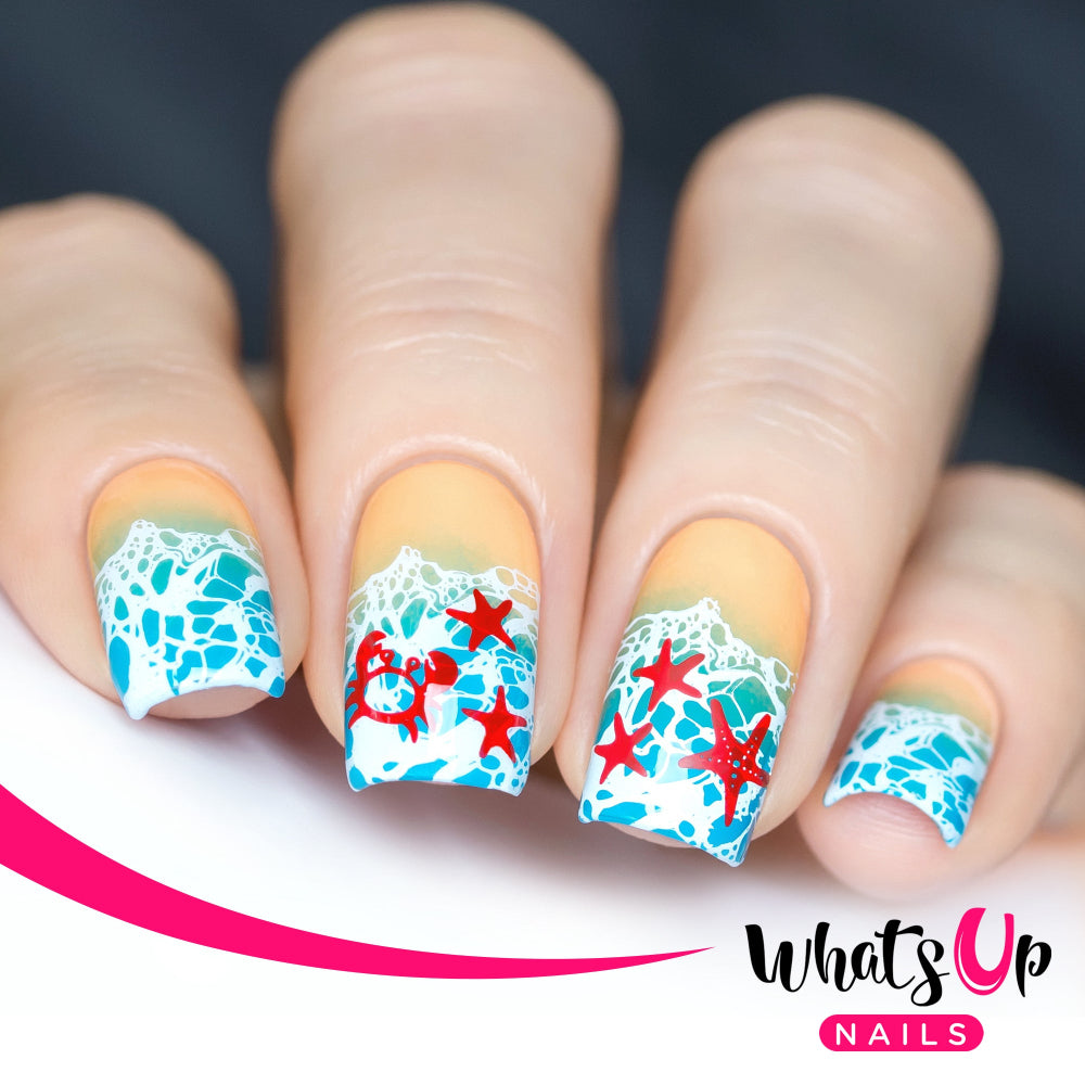 water's edge nail art with crabs and starfish
