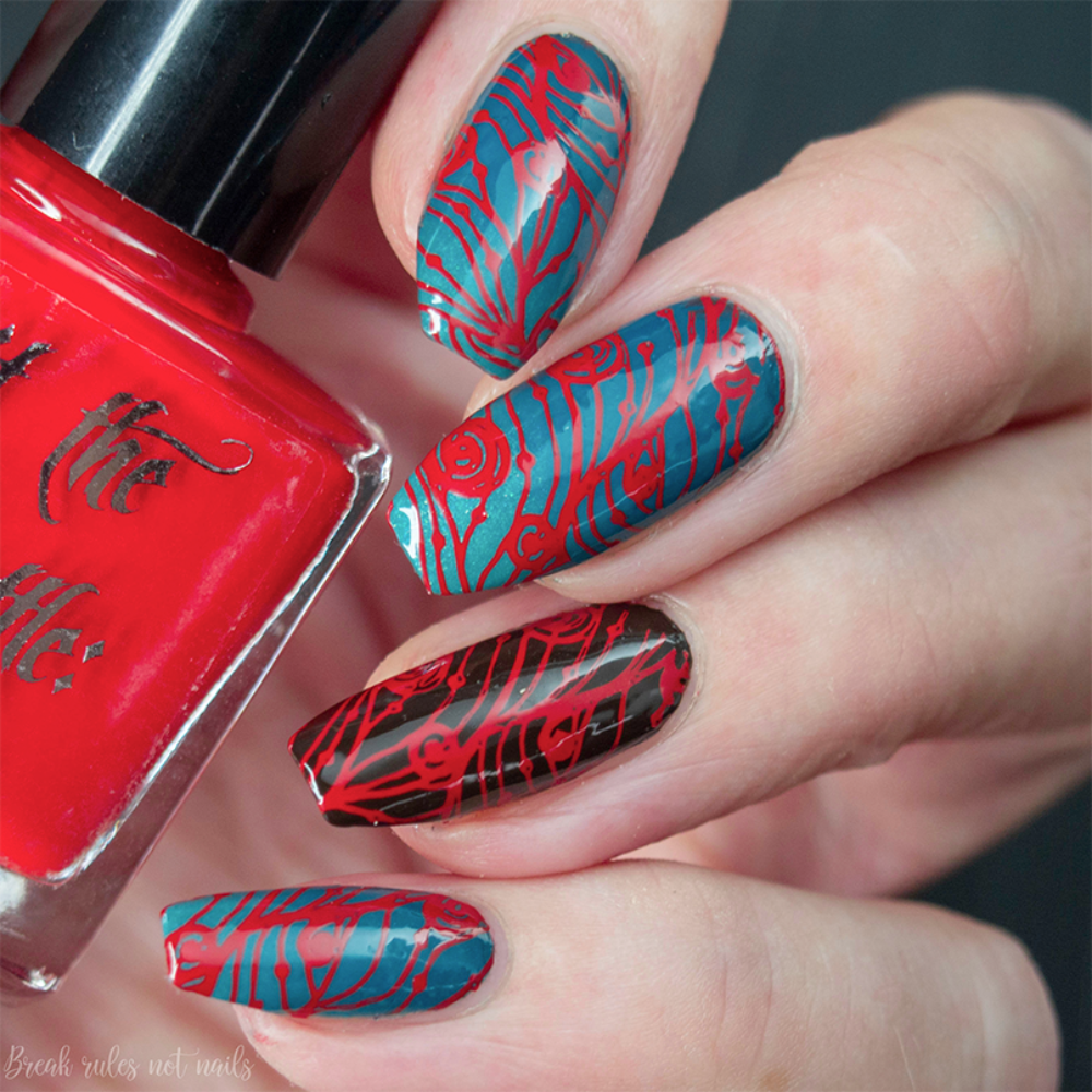 red creme stamping polish nail art