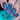 turquoise stamping on purple base