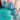 turquoise stamping on blue glitter polish