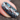 blue stamping on brown base nail art