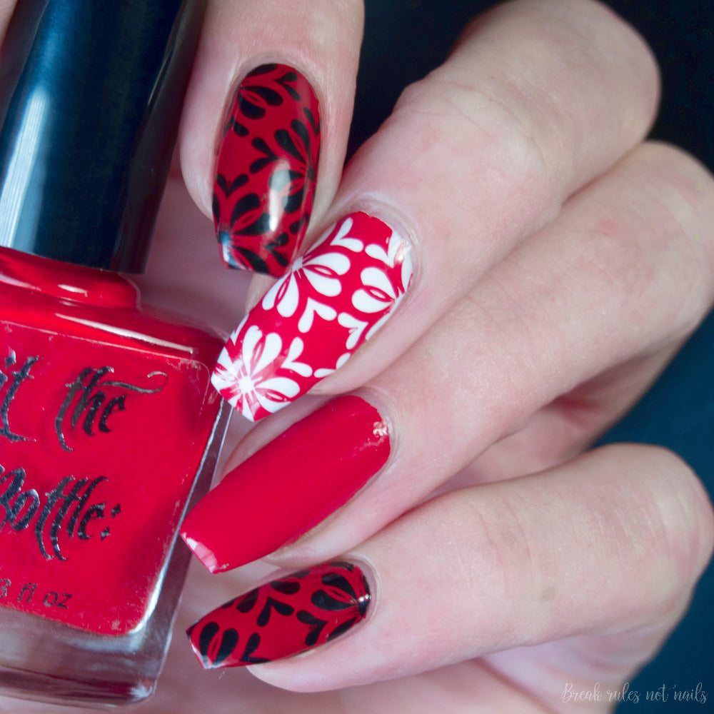 red creme stamping polish nail art