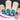 blue red and turquoise space design nail art