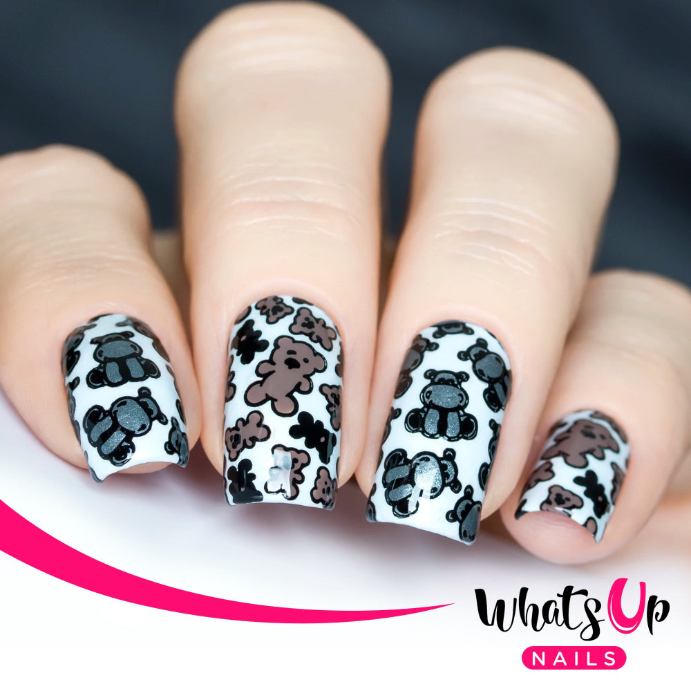 cute bears nail art on white background