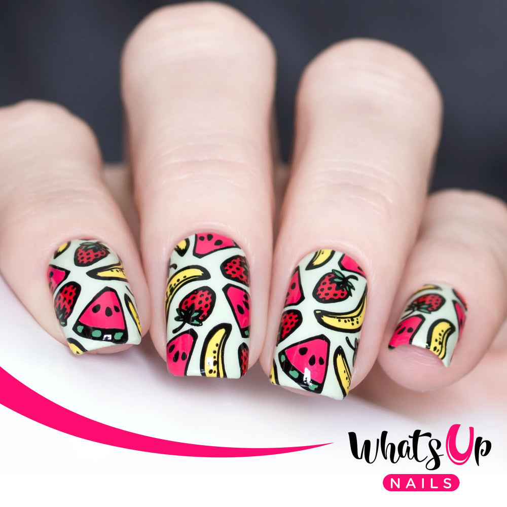 watermelon and banana nail art