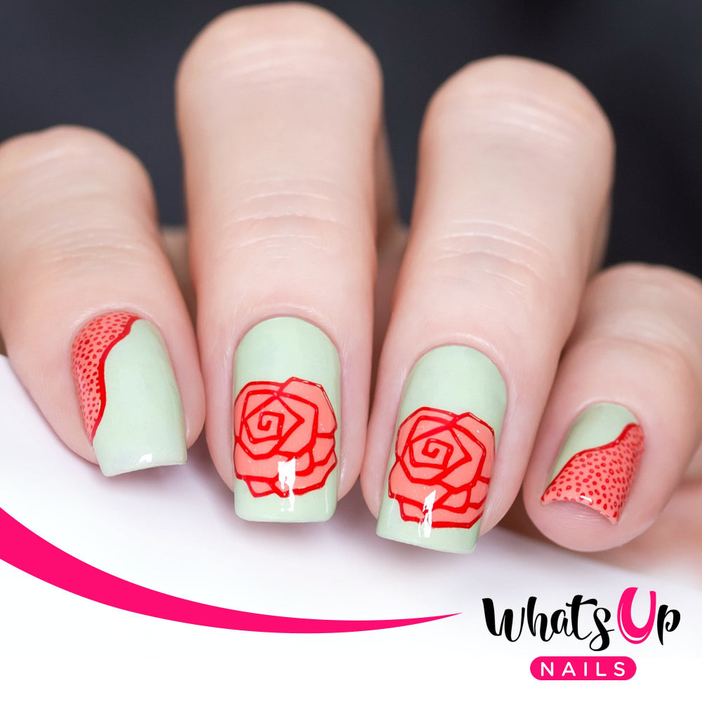 green and red floral nail art