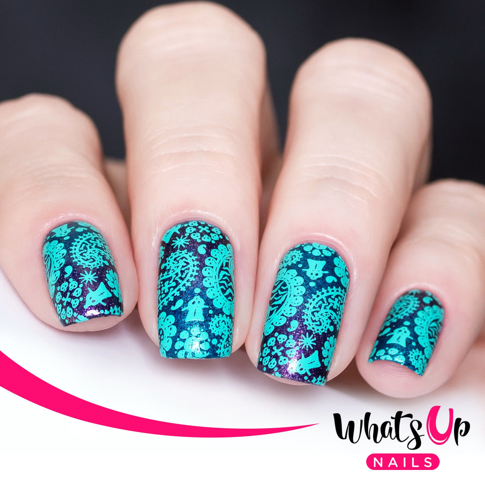 teal and turquoise stamping paisley pattern