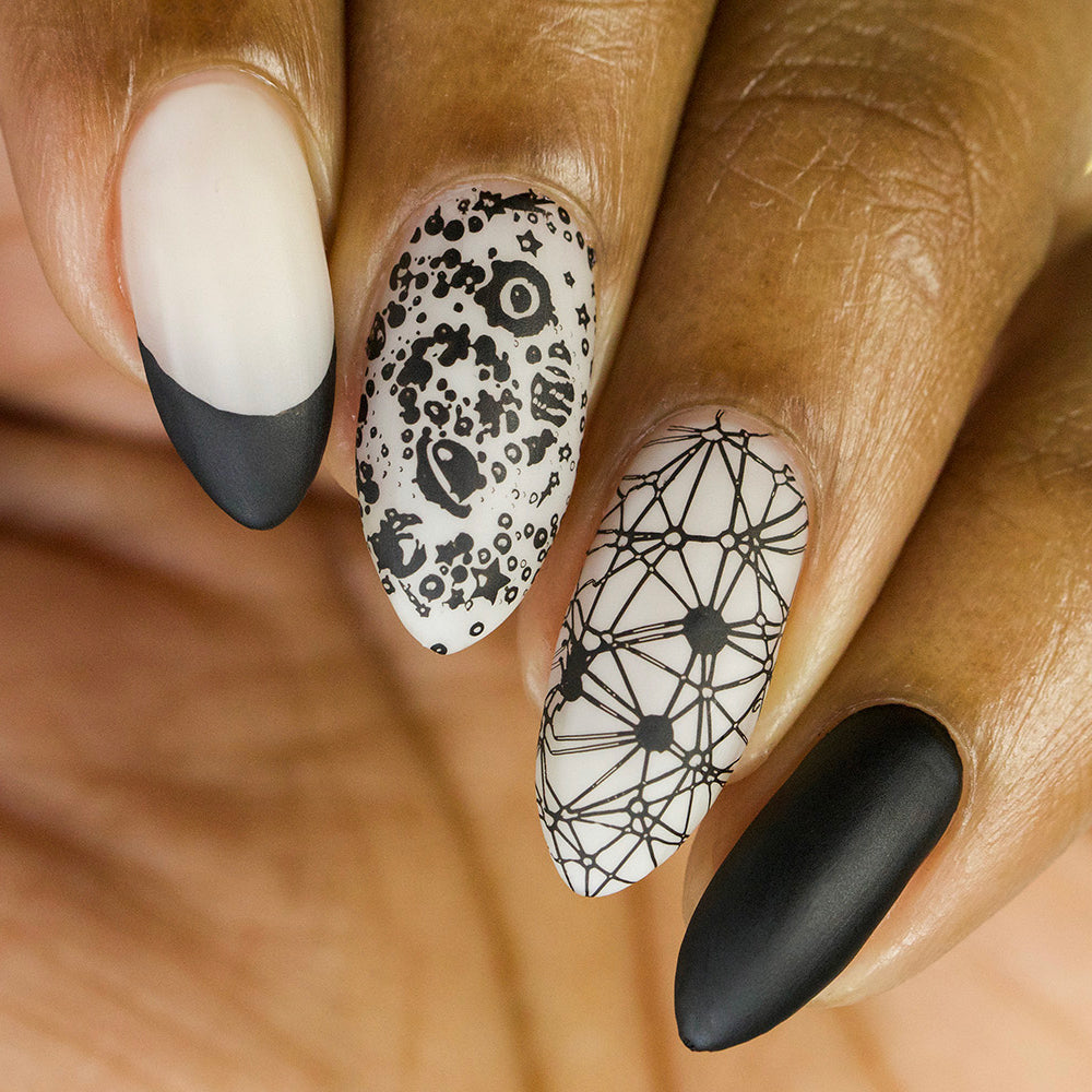 white and black nail art design