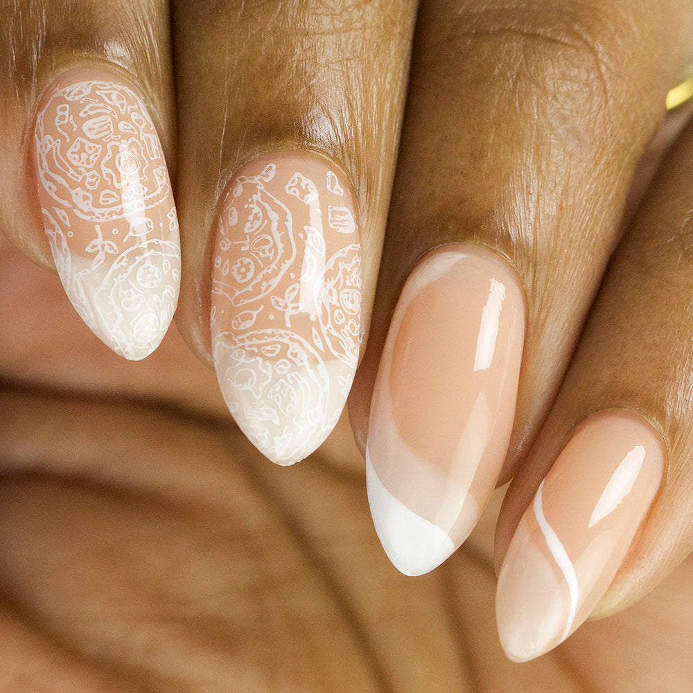 white stamping nail art