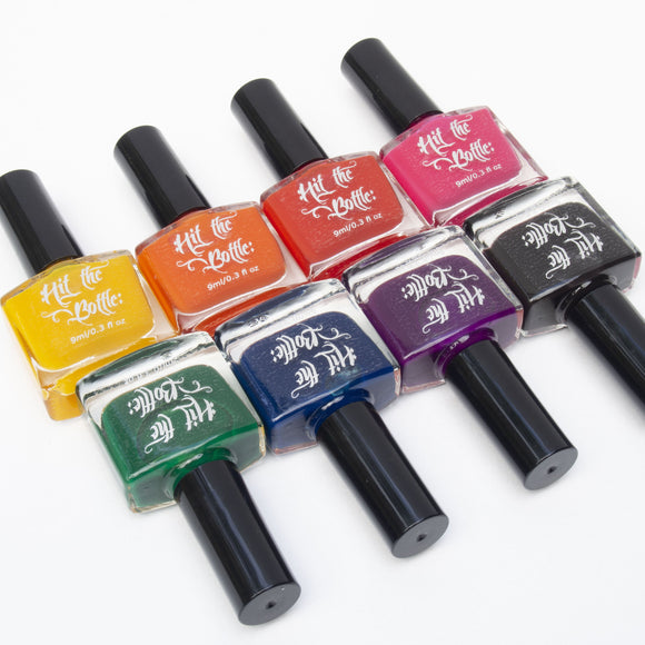 Sheer jelly nail polishes for nail art. Create many beautiful and interesting effects. Stunning array of colours. Perfect for leadlighting nail art.