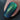 Close-up of a nail with blue and green glittery nail polish on a dark background