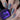 Nails with pattern design in purple and gold 