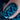 Macro photo of one nail with blue geometric pattern on a blurred background
