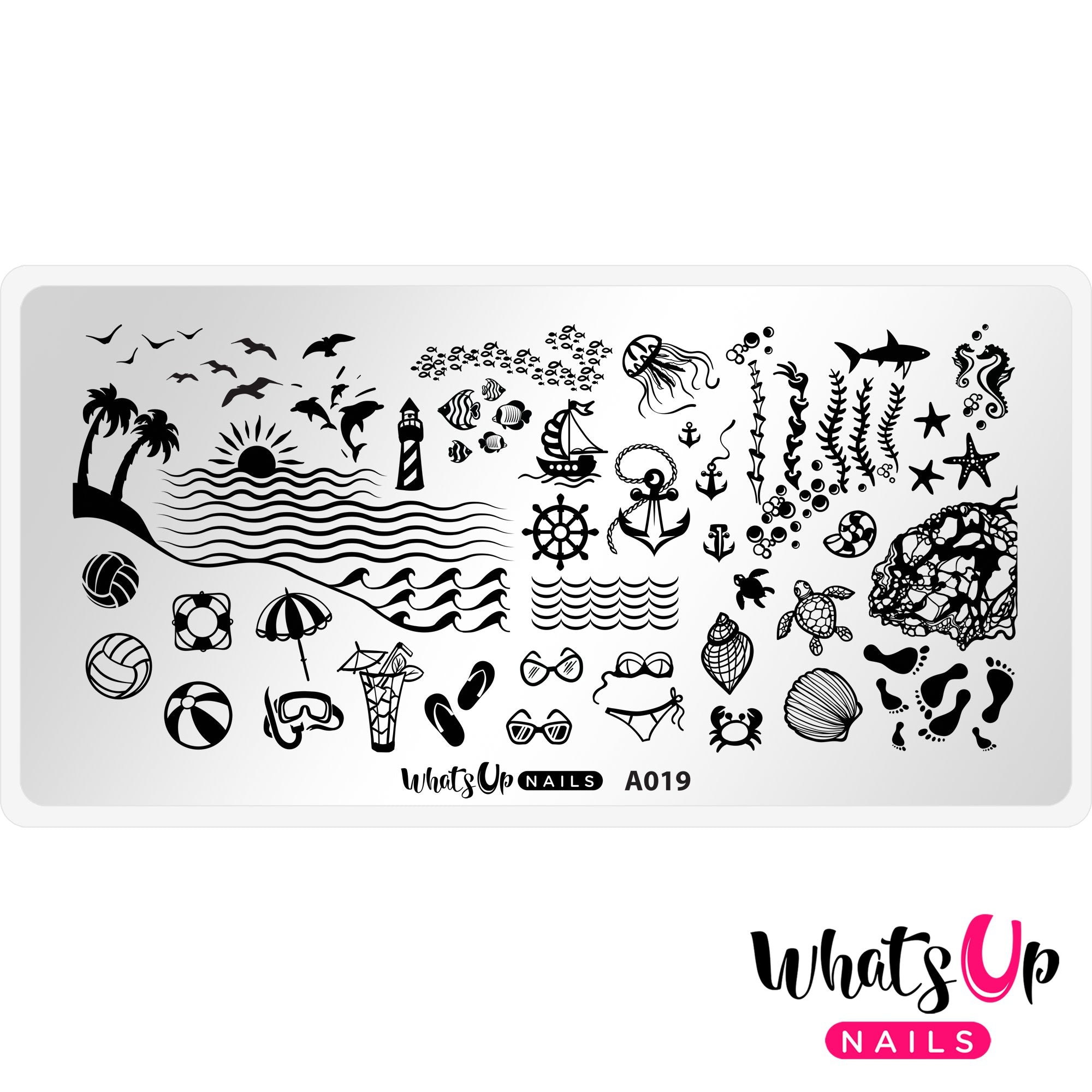 Whats Up Nails - A019 Beach Mode stamping plate