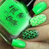 "Ectoplasm Green" stamping polish nail art swatch