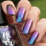 "Dazzling Display" multichrome nail polish from Hit the Bottle. Shifts from teal, to blue, to purple to copper.