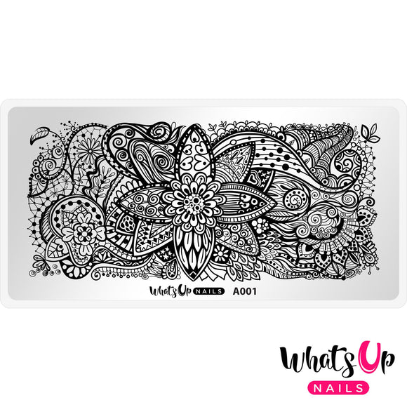 Whats Up Nails - A001 Majestic Flowers stamping plate
