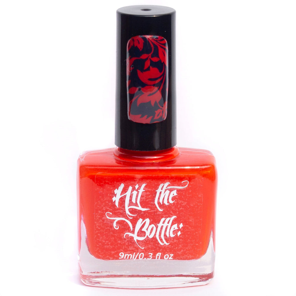 red stamping polish bottle 
