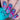 bright blue on magenta stamping design nail art 