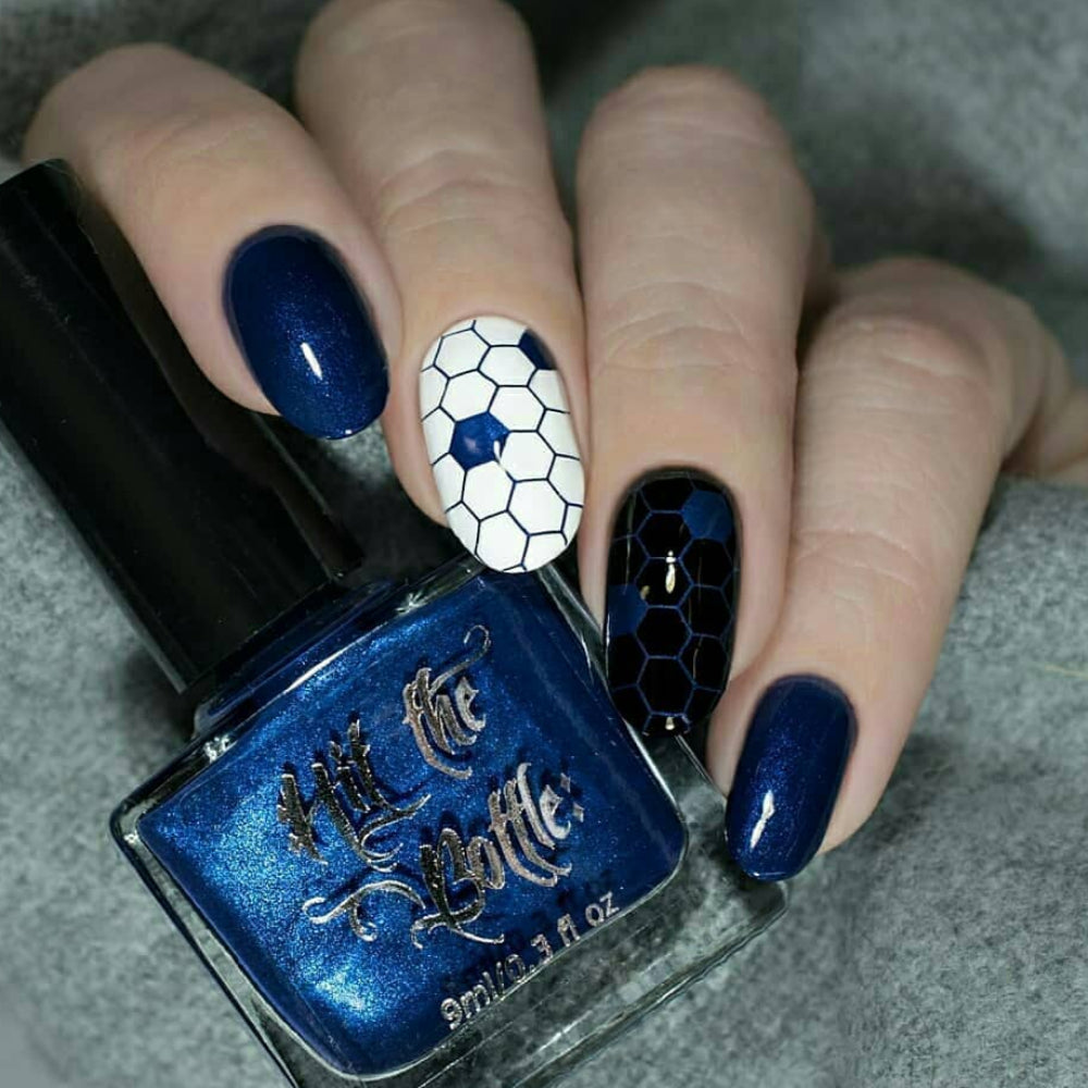 deep blue stamping polish swatch 