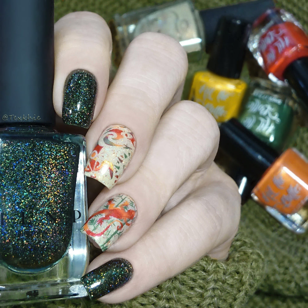 various colours nail art stamping 