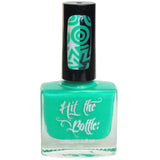 Bright aqua neon nail polish for stamping nail art. 