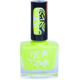 Bright neon yellow nail polish for stamping nail art. 
