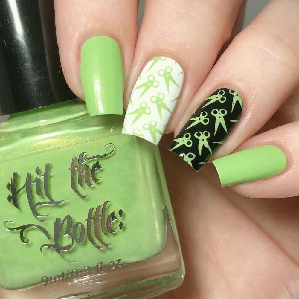 swatch apple green stamping polish 