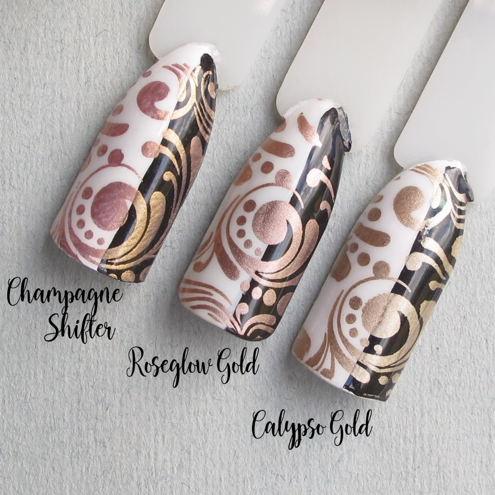 metallic rose stamping polish comparison swatch sticks 