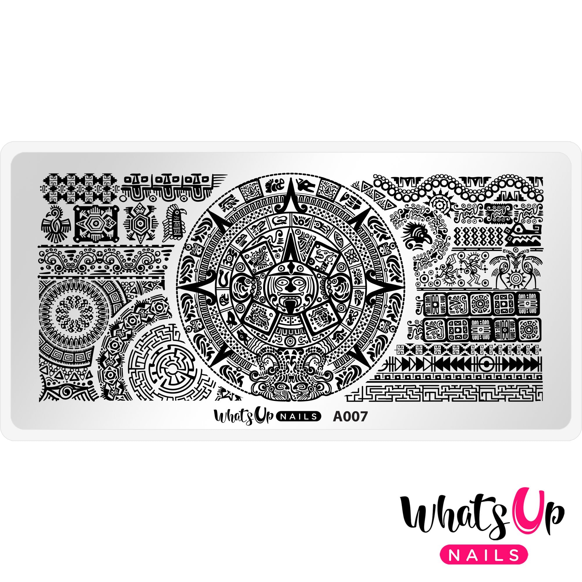 Whats Up Nails - A007 - Aztec Countdown stamping plate