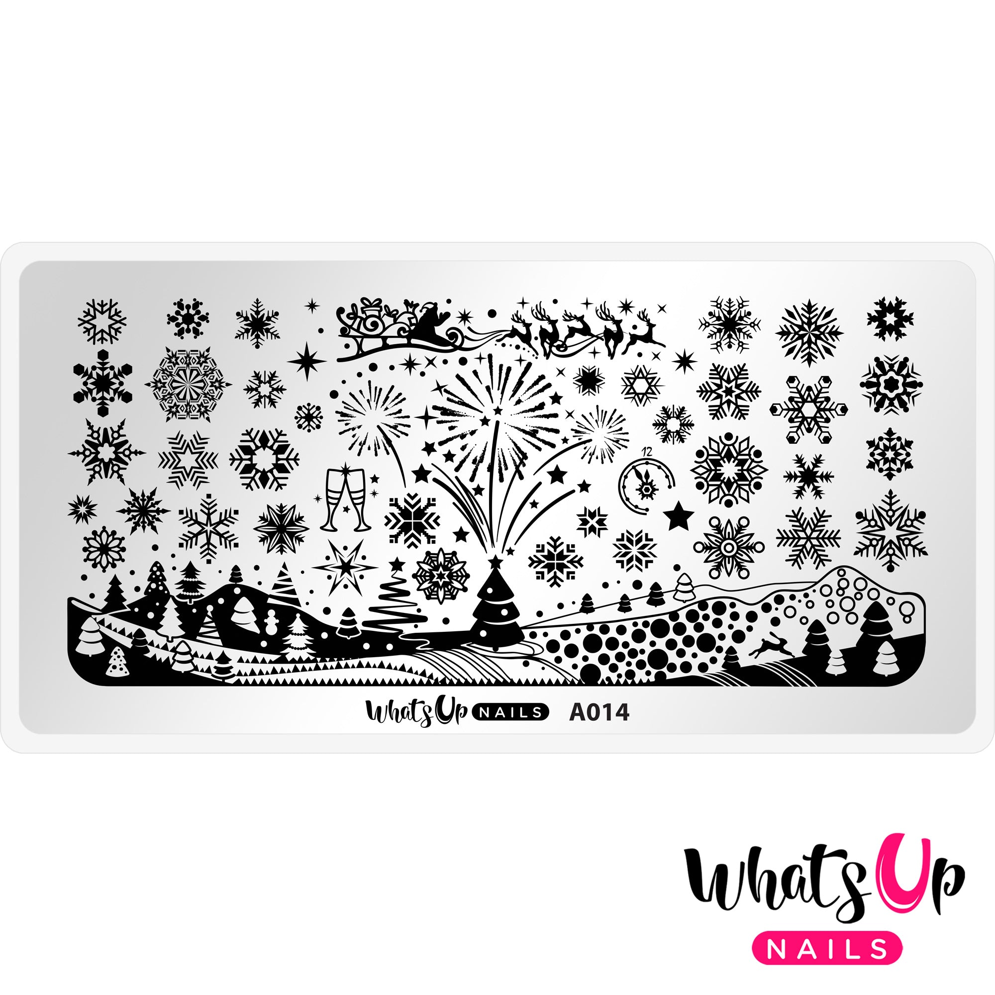 Whats Up Nails - A014 - Holiday Snowfall stamping plate