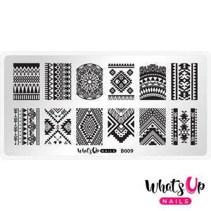 Whats Up Nails - B009 - Lost in Aztec stamping plate
