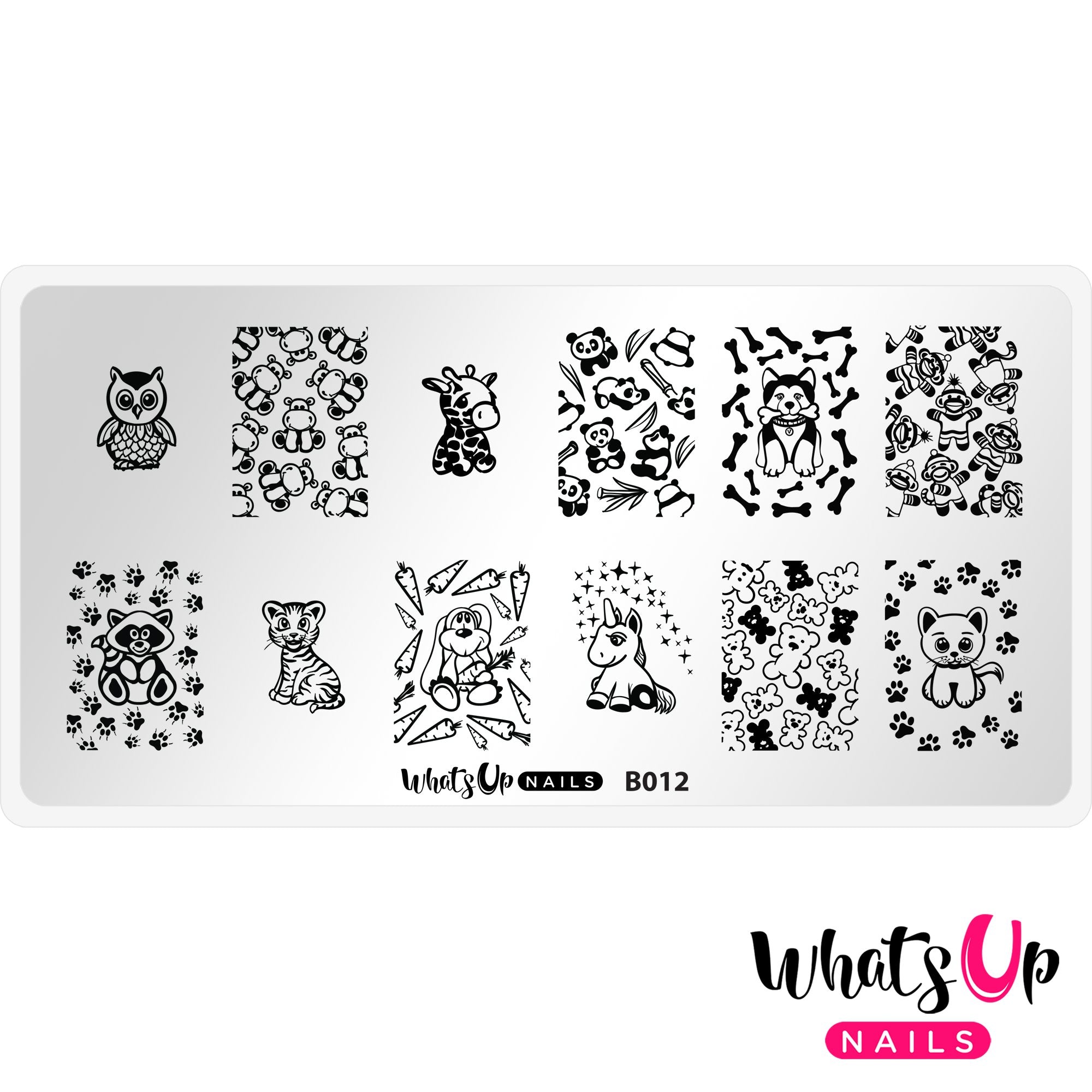 Whats Up Nails - B012 Plushie Pals stamping plate