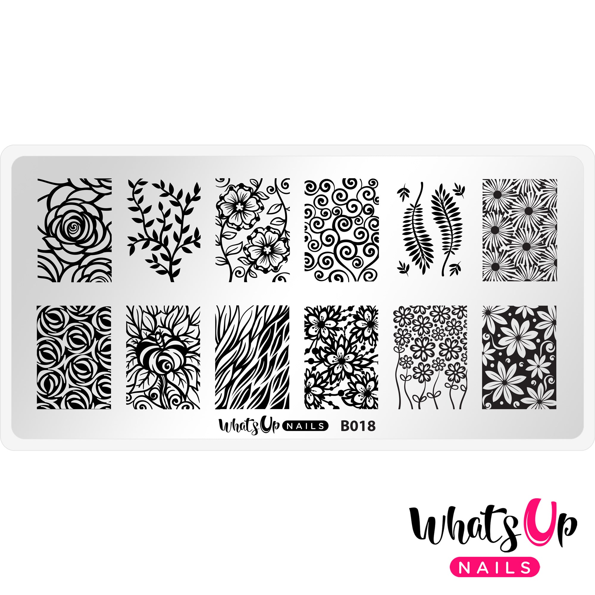 Whats Up Nails - B018 Fields of Flowers stamping plate