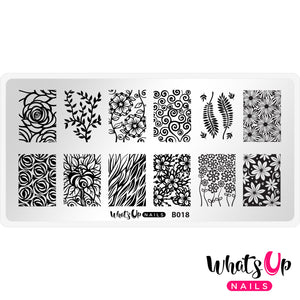 Whats Up Nails - B018 Fields of Flowers stamping plate