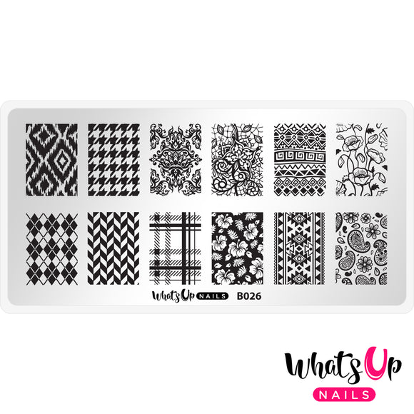 Whats Up Nails - B026 - Fashion Prints stamping plate