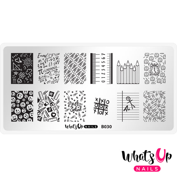 Whats Up Nails - B030 School's in Session stamping plate