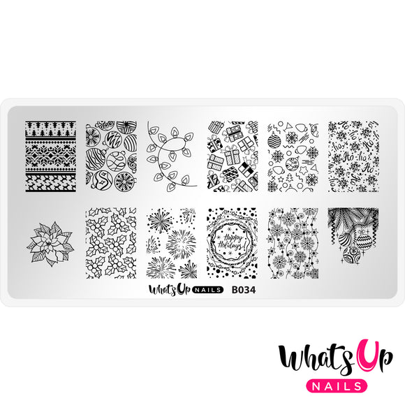 Whats Up Nails - B034 - Deck the Nails stamping plate