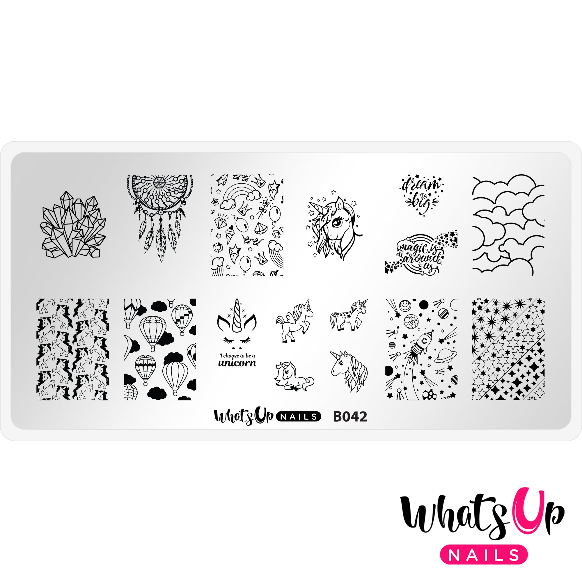 Whats Up Nails - B042 Head in the Clouds stamping plate