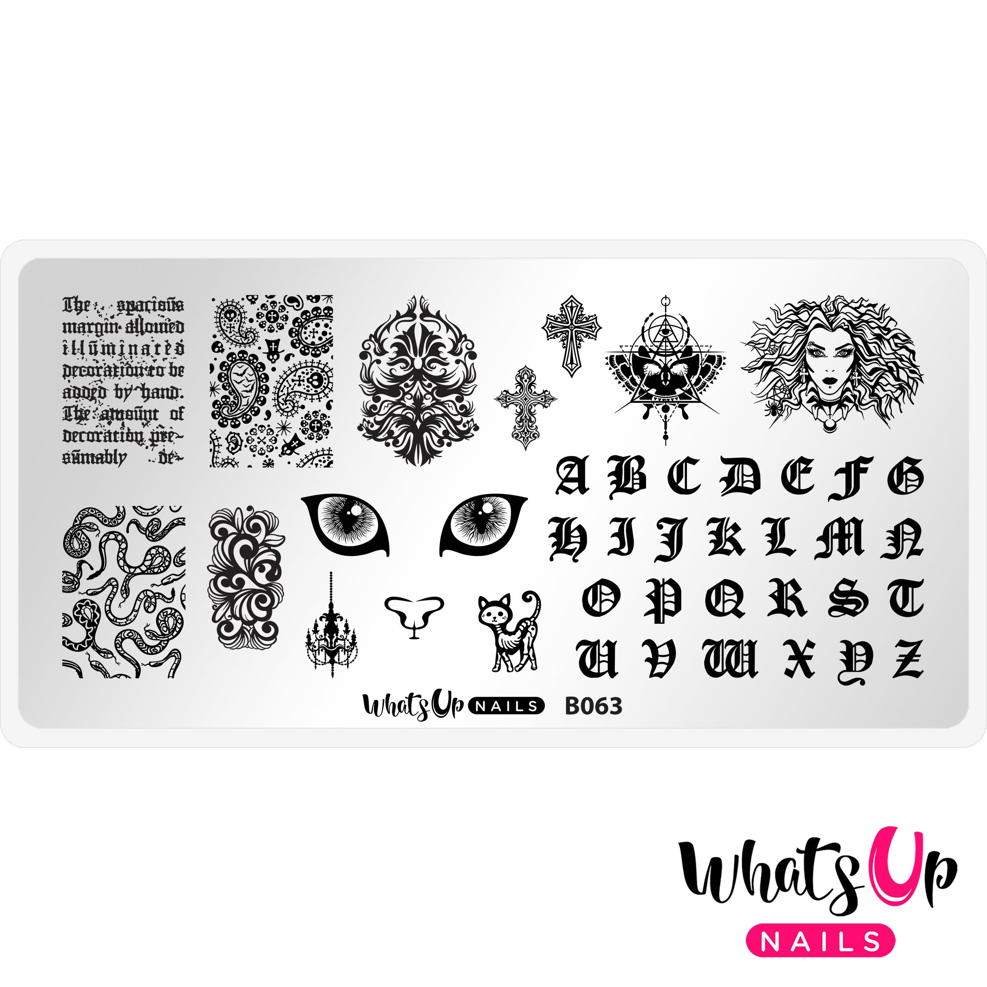 Whats Up Nails - B063 Goth is the New Black stamping plate